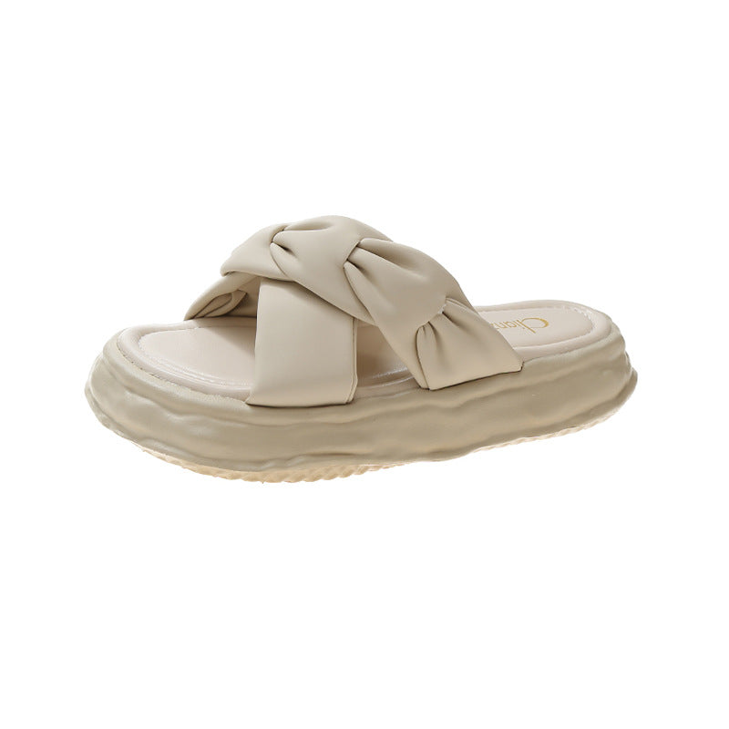 Gentle fairy style slippers women's summer 2023 new thick sole casual beach one-line sandals with skirt easiest for match
