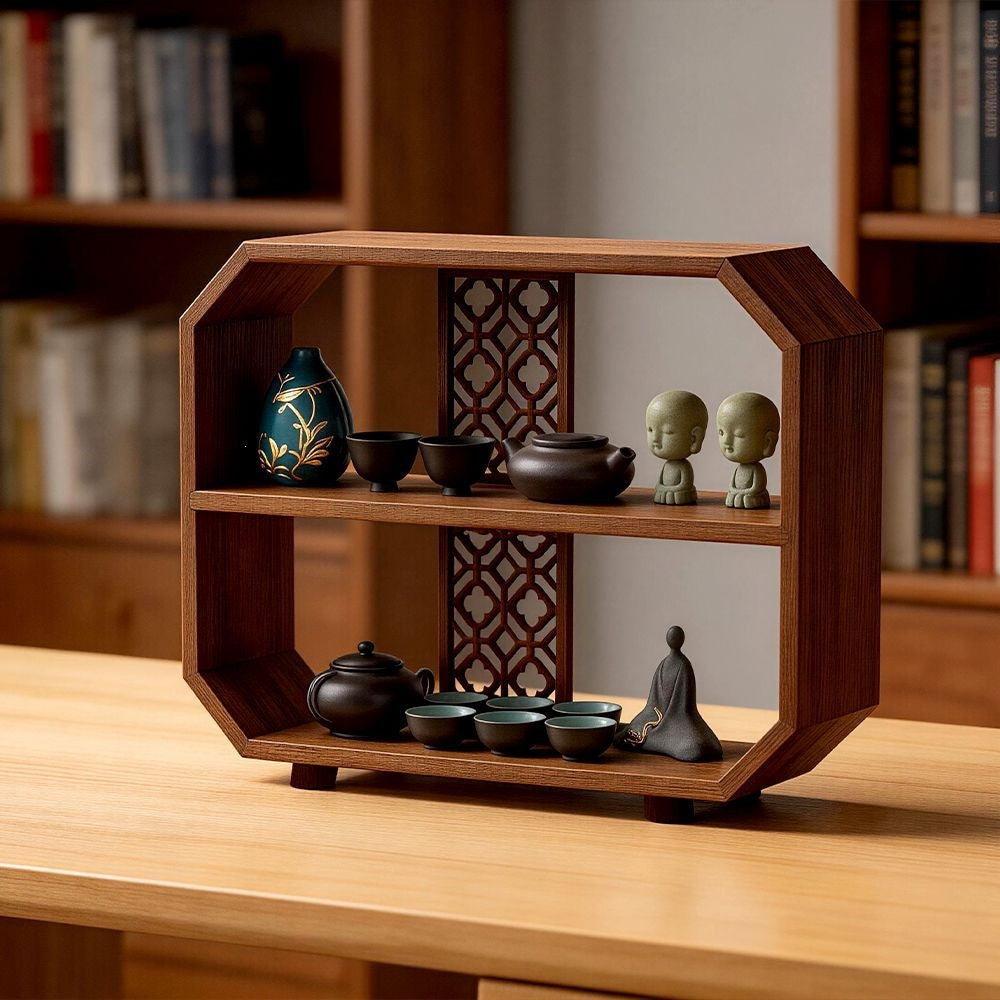 Retro chinoiserie bogu rack small duobao pavilion desktop teapot tea set storage rack tea cup rack multi-layer storage rack
