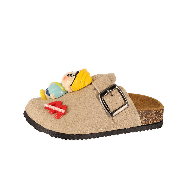 2025 new cute cartoon crayon shin-chan thick-soled children's birkenstock-style sandals, non-slip retro closed-toe slippers for boys and girls