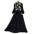 Lady style lantern sleeve sequinlacedress women's summer white stand collar waist pleated long skirt classy sense dress
