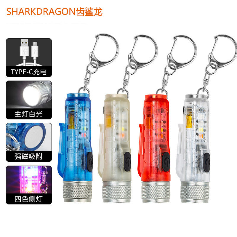 Cross-border new four-color mini flashlight Type-C charging portable magnetic suction clamping cap multi-function work light