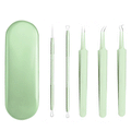 Stainless steel blackhead remover kit - 5 piece set for pimple, blackhead, whitehead, and cyst extraction - ready to ship