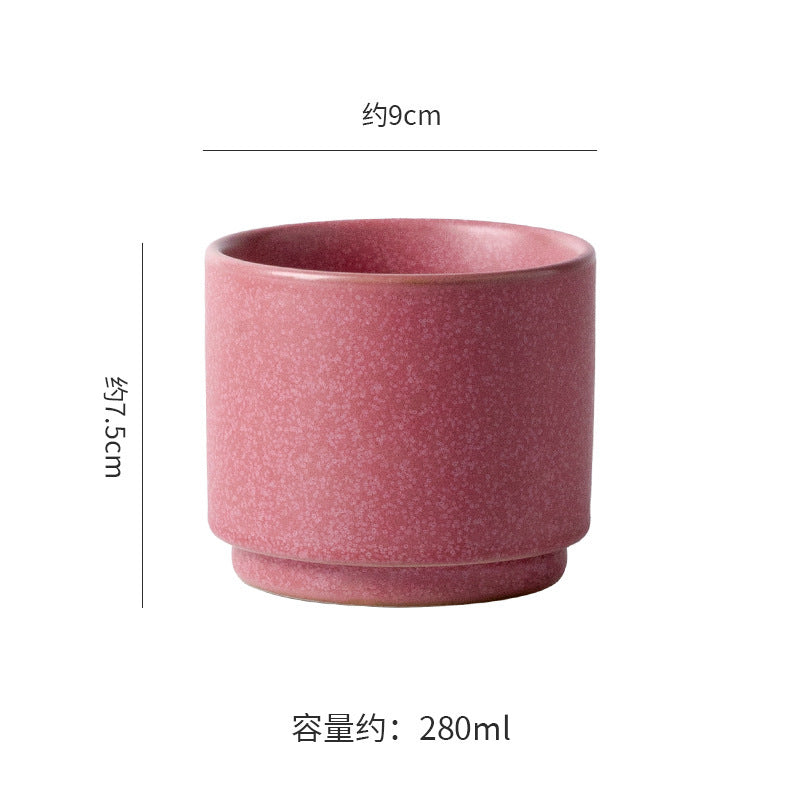 Japanese retro rustic pottery coffee cup afternoon tea latte high-end ceramic kiln-change cup latte art cup drawstring cup water cup