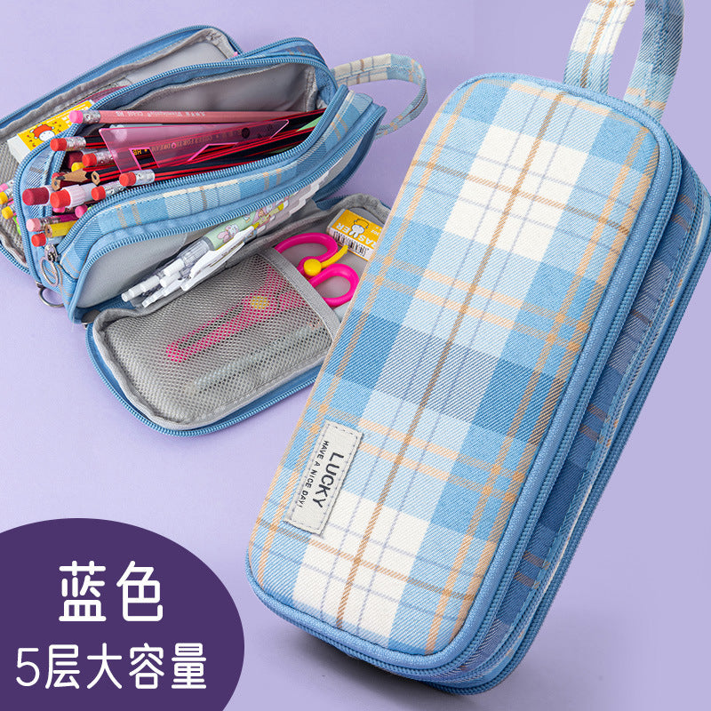 Pencil bag JK wind girl heart college wind stationery box large capacity female multi-functional student ins high value stationery bag