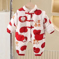 Baby romper cotton-padded newborn outfit - new year's outfit, "peace & joy" quilted thickened cotton-padded new year's clothes, new year's greeting outfit