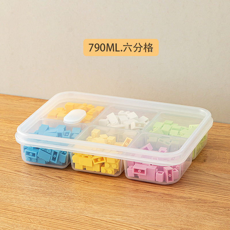 Children's toy storage box transparent with lid grid classification plastic desktop parts puzzle building block Lego storage box