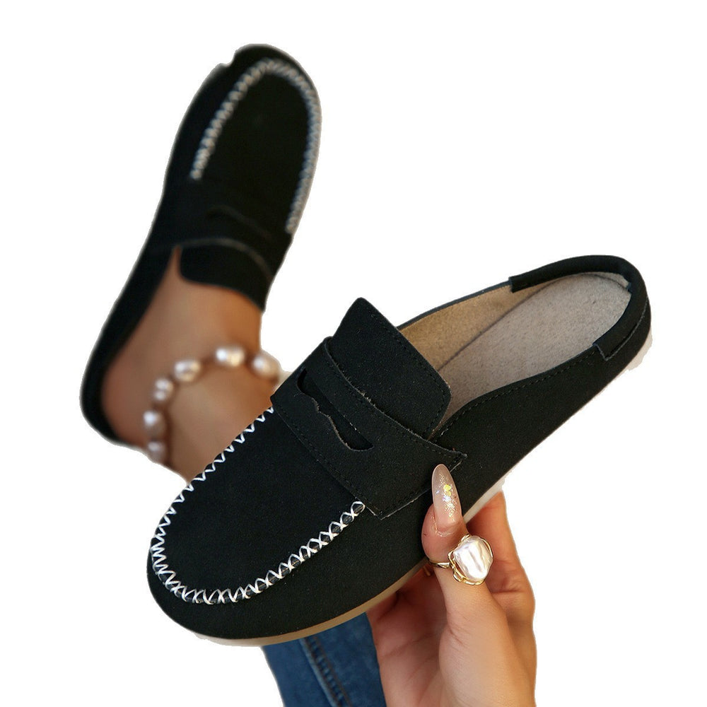 Exportplus size spring bean shoes flats slippers one-leg exportplus size lazy half slippers wholesale