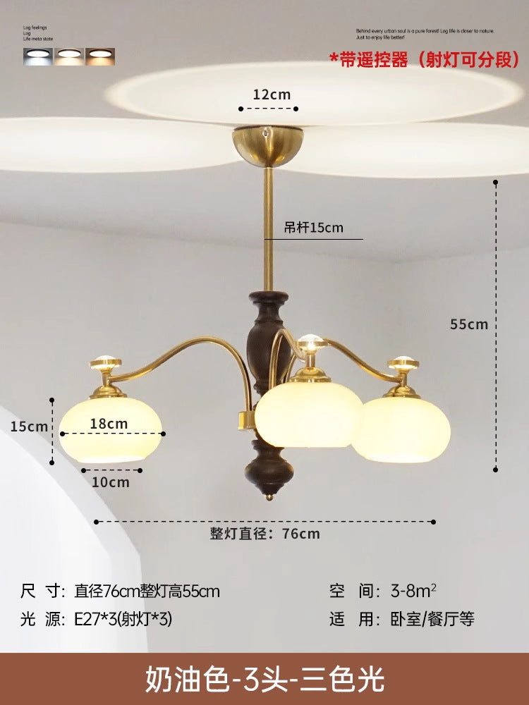 Medieval vintage American retro persimmon lens projection living room chandelier study bedroom dining room eye protection lamp