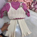 Girls' knitted sweater two-piece set -  autumn/winter new collection - bowknot cardigan and knit sweater outfit for little girls