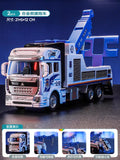 Kids' alloy toy car police car rescue truck large double-decker trailer car model for boys ages 3-6