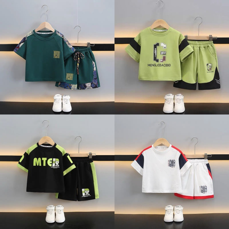 Boys' short-sleeve set: new  collection - breathable, cool, and casual two-piece outfit for toddlers and young children. wholesale children's clothing for export