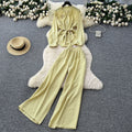 Casualsuit women's light mature style classy sense of strap flower long sleevesshirthigh waistloose pantsstraight-leg pantsfashionsuit