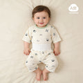 Baby pajamas mocotton thin style kids' loungewear summer boys' and girls' three-quarter sleeve air conditioning suit high-waisted set