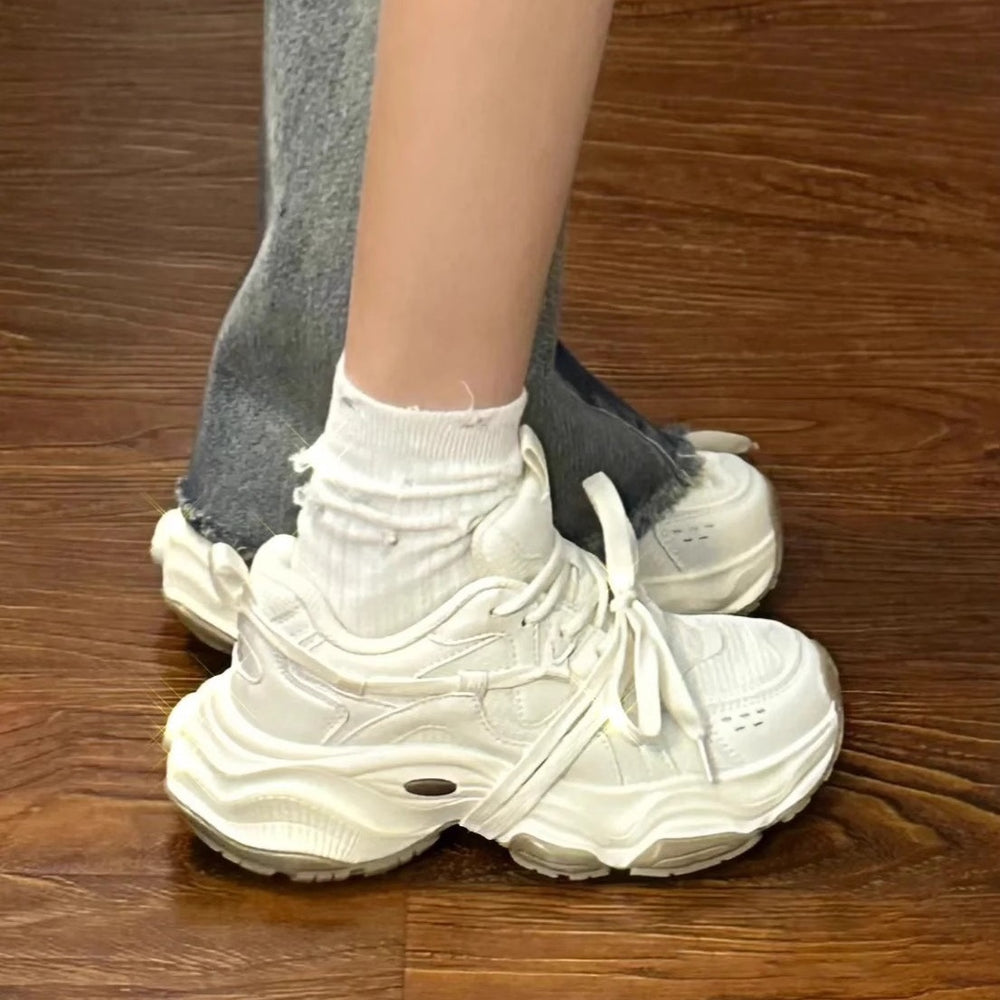 Best selling shoes women's dad shoes thick sole height increasing 2026 spring and summer new ins trendy cool casual sports white shoes