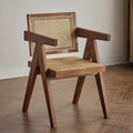 Nordic chandigarh rattan chair solid wood dining chair for home restaurant dining table chair stool armrest back chair rattan chair