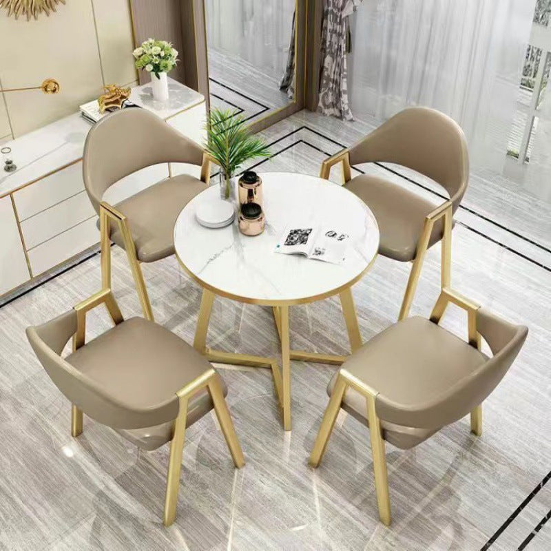 Nordic light luxury negotiation table and chair set - modern minimalist coffee shop/milk tea shop small round table for sales centers and casual reception areas
