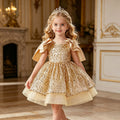 Girls' formal dress - knee-length puffy skirt with sequin accents - perfect for parties, fashionable kids' princess dress, birthday outfit - in stock