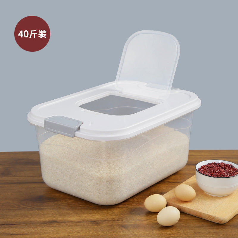 Kitchen rice storage bucket 12.5 kg Japanese sealed rice bucket Transparent household insect-proof rice box 20 kg rice tank storage bucket