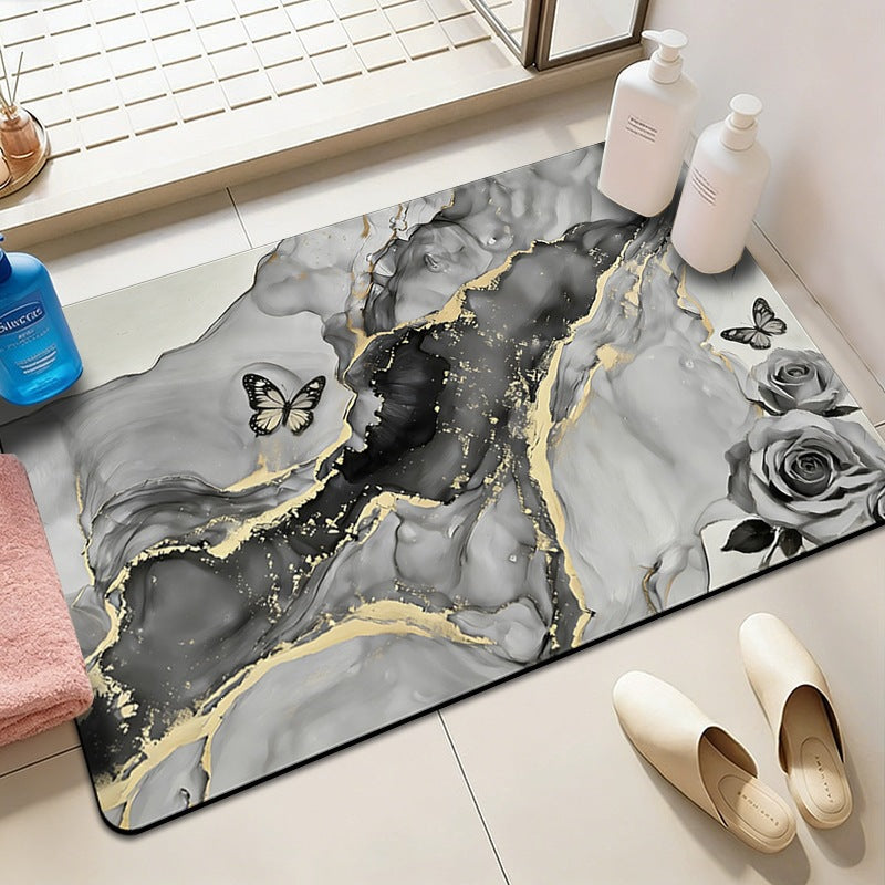 dropshipping oil painting style marble diatom mud bathroom non-slip mat water-absorbent quick-drying floor mat