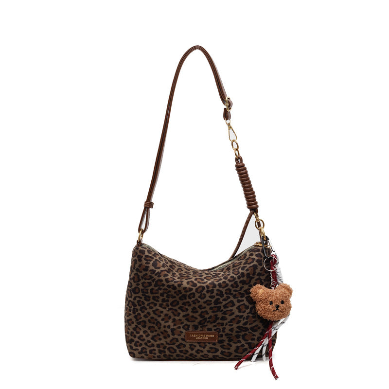 2025 new design leopard print shoulder & crossbody bag - large capacity tote bag - vintage effortless style fashion handbag