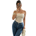 new arrival women's elegant jumpsuit off-shoulder pleated metal buckle waist slimming look jumpsuit women's outwear