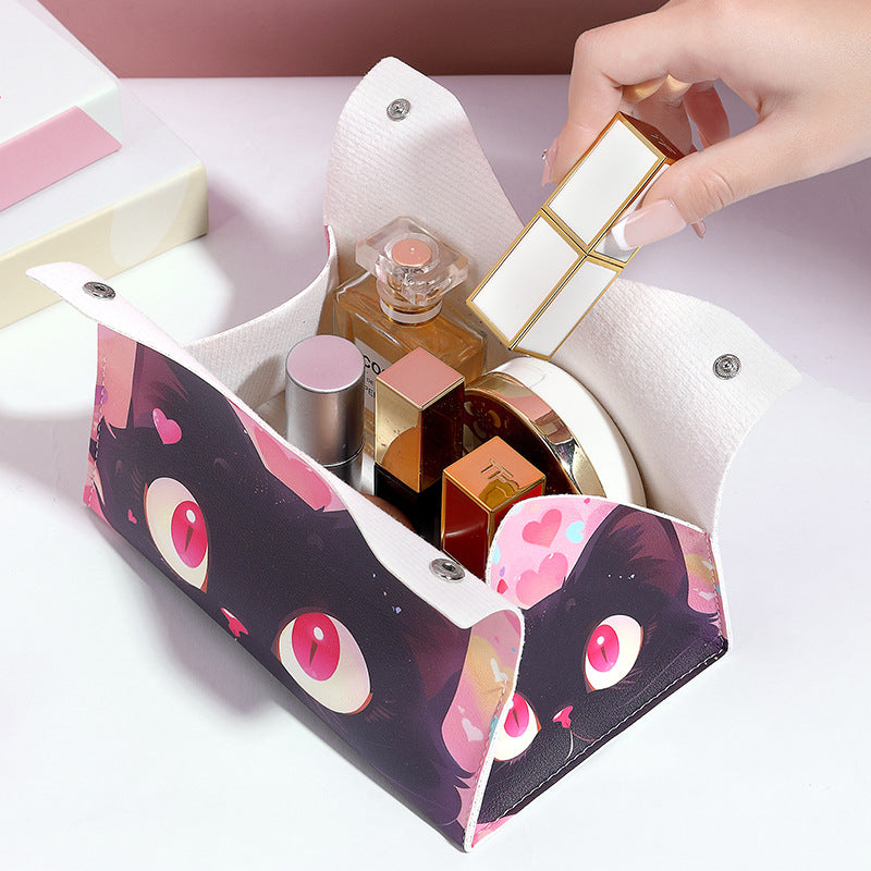 Pinxixi Hot Sale Cartoon Drawing Carton Cat Printing Tissue Box Household Multifunctional Candy Box Gift Box Waterproof