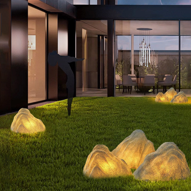 Outdoor waterproof led creative light-up stone lamp - garden lawn decoration, courtyard landscape, solar powered simulated stone light