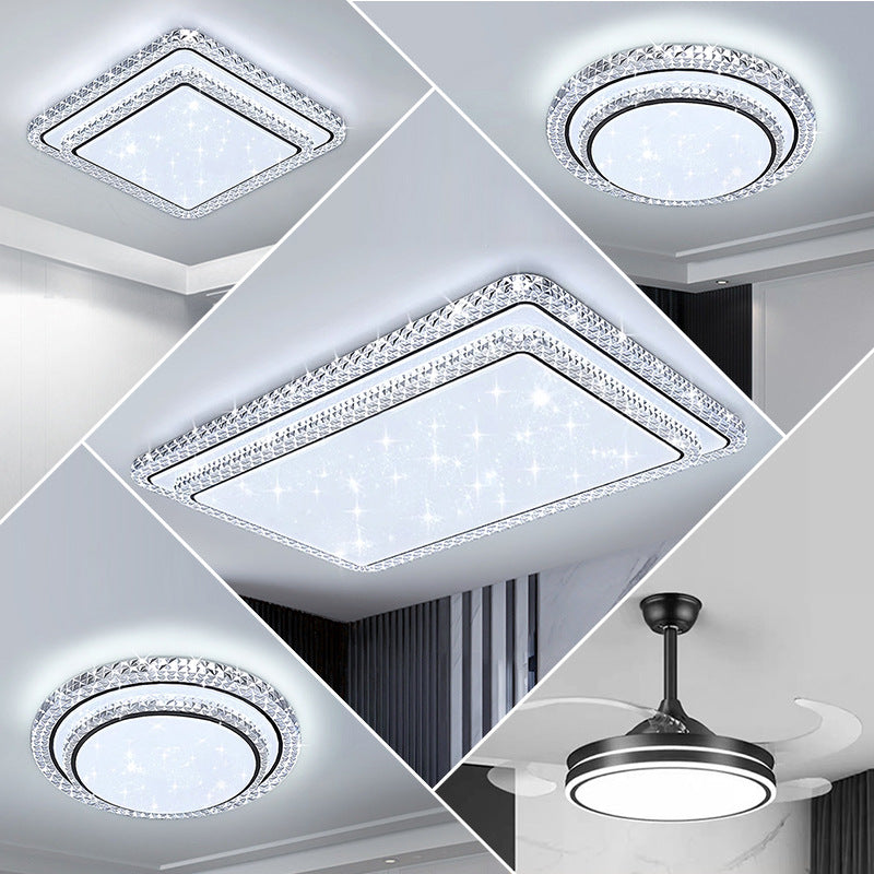 2024 New Living Room Light Modern Simple Atmosphere Master Bedroom Crystal Ceiling Light Whole House Lighting Package Combination