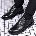Brogue leather shoes for men - british style groomsmen, black, business formal, suit, casual leather shoes, men's wedding shoes