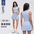 Polo collar sports tank top women's summer outdoor fitness yoga tennis skirt running training athletic skort set