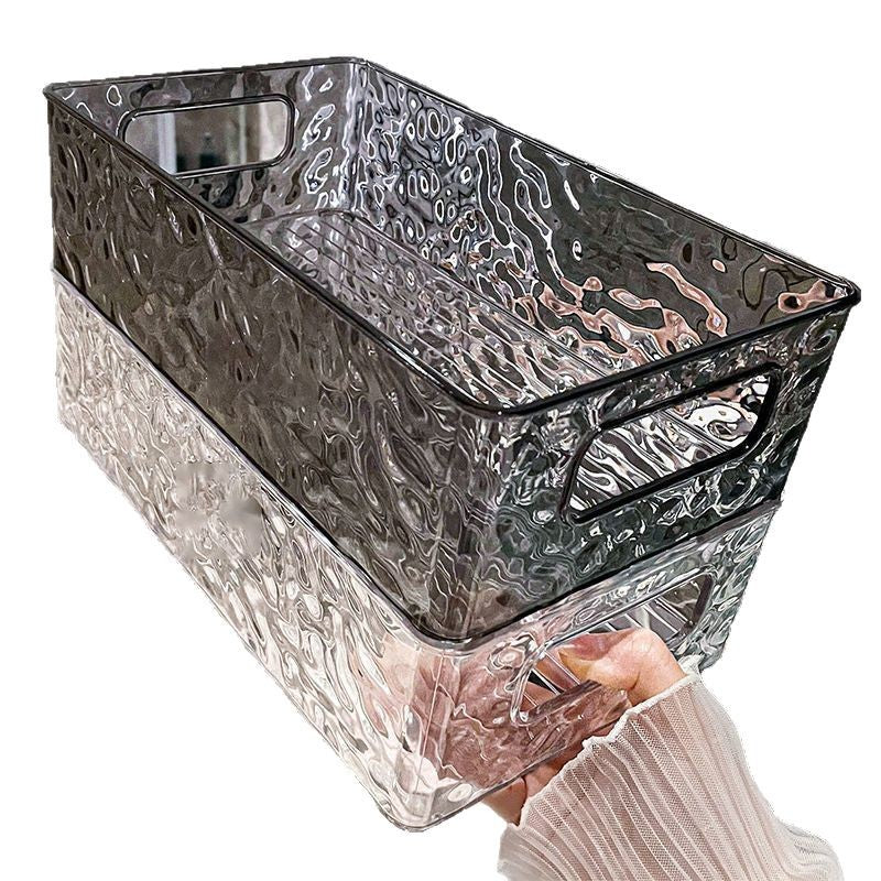 Glacier cosmetic organizer basket - luxury glacier pattern stackable storage box for desktop