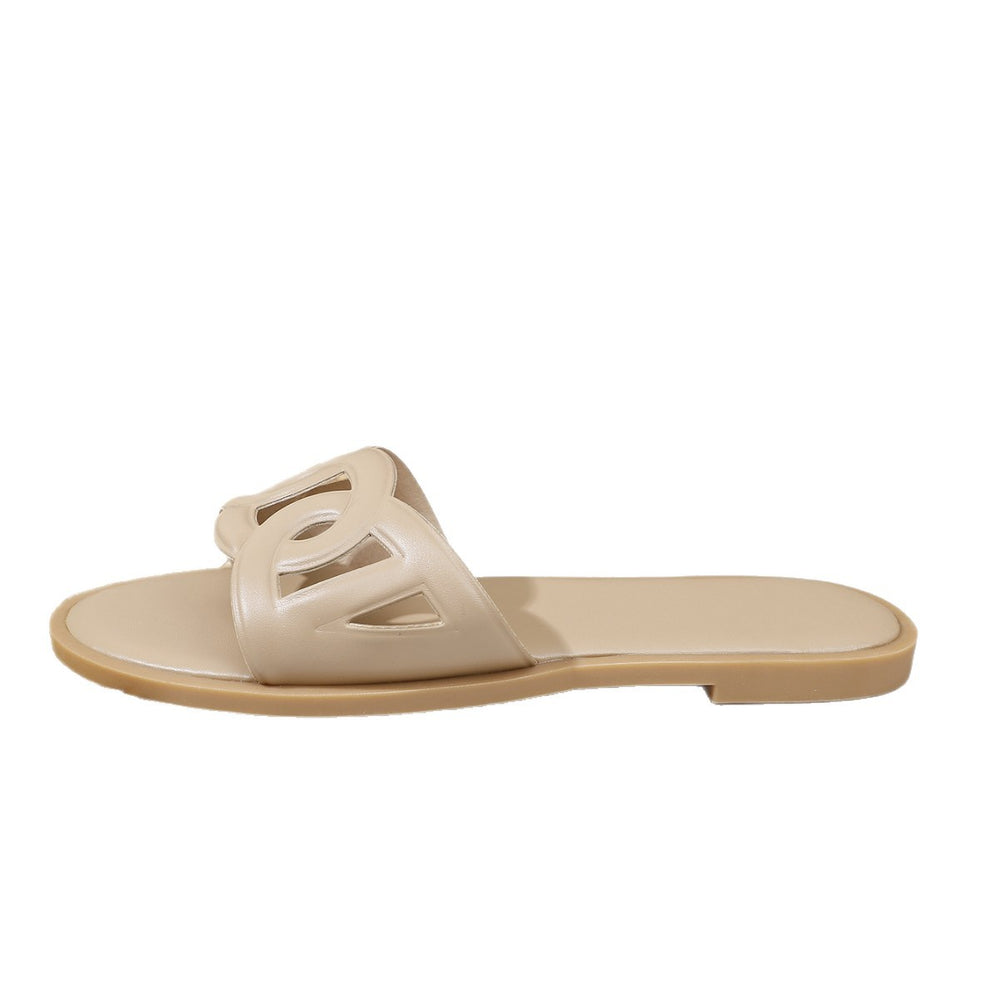 Plus size fashionable fairy style slippers flat bottom beach vacation sandals women's summer outdoor candy color sandals