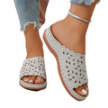 summer new arrival: plus-size women's casual comfort floral cutout slip-on flat sandals - wholesale