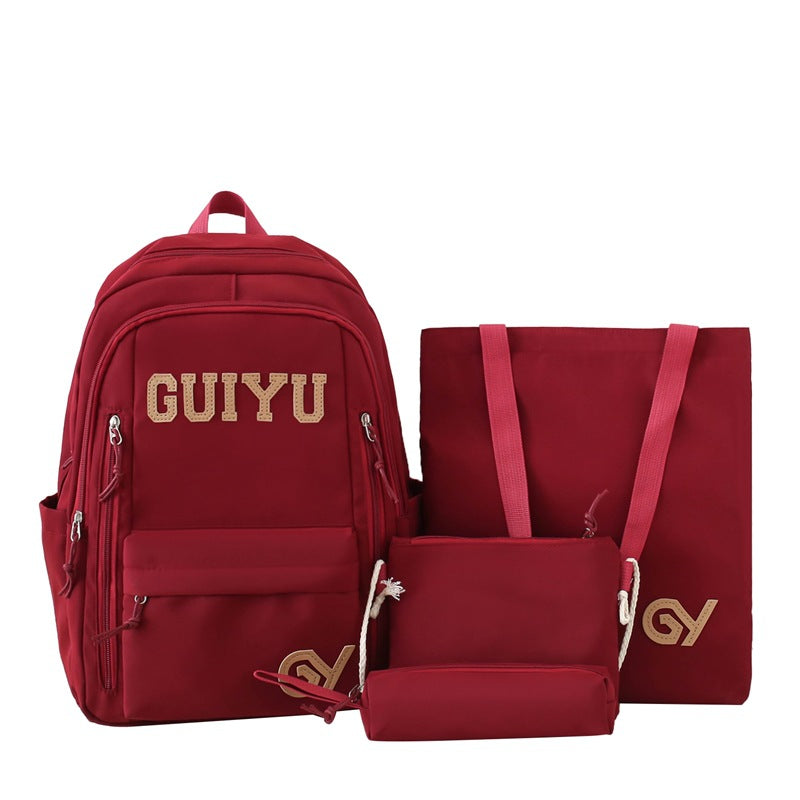 Primary and secondary school students schoolbag backpack cute cartoon campus four-piece schoolbag casual large-capacity outdoor backpack