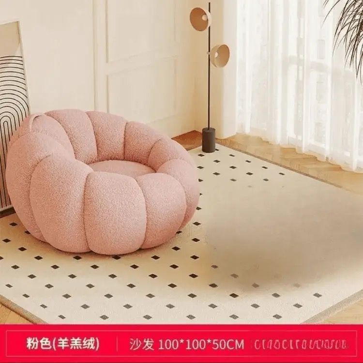 Vacuum compressed pumpkin lazy sofa - reclining & sleepable single sofa - cream style for bedroom, living room, or balcony