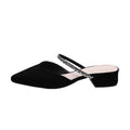 Pointed toe cross-border plus size medium heel slippers outwear  summer new arrival suede elegant toe-cap half slippers for women wholesale