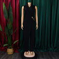 Q130  cross-border new summer elegant fashion sleeveless suit collar women's casual commute jumpsuit