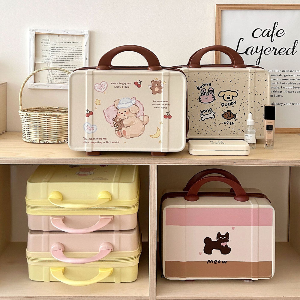 Mini luggage box pastoral style cosmetics storage travel satchel box portable storage box outing storage cosmetic bag