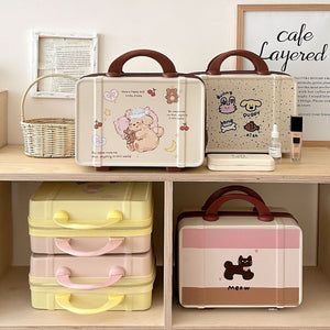 Mini luggage box pastoral style cosmetics storage travel satchel box portable storage box outing storage cosmetic bag