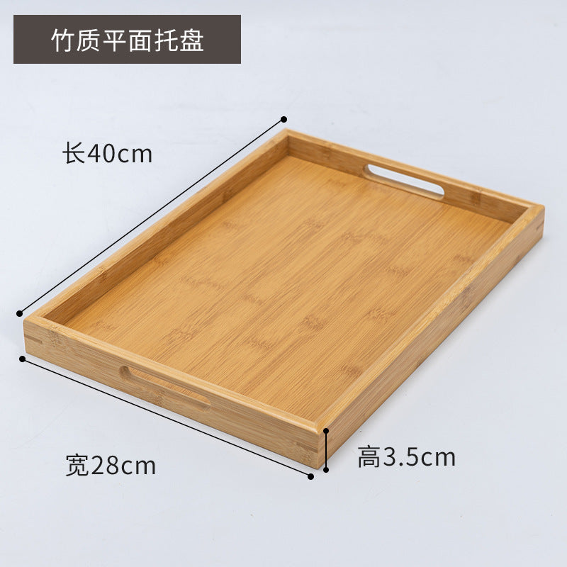 Accessible luxury retro nanzhu tea tray tray bamboo commercial rectangular tea tray pastry handle bbq serving plate