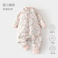 Baby muslin swaddle sleep sack - bamboo fiber, spring/summer, unisex, split-leg design, newborn zipper closure, front 6-layer, back 4-layer