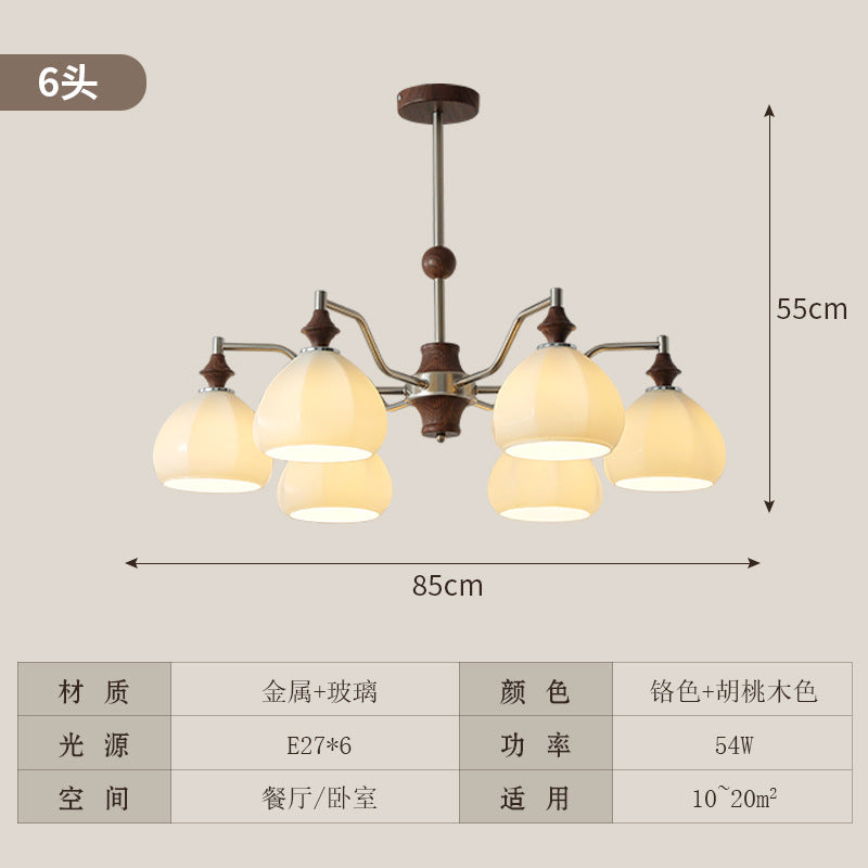 French medieval living room chandelier walnut wabi wind hall main light dining room bedroom whole house package Zhongshan lighting