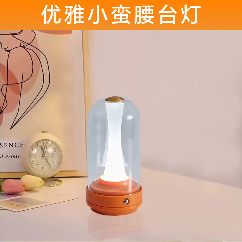 creative small waist led atmosphere bedroom bedside light luxury high-end night light bar desktop charging lamp