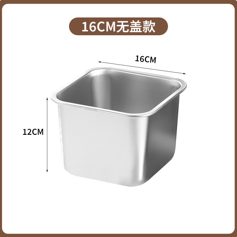 Stainless steel square container with lid - ideal for cafeteria, kitchen, seasoning, condiment, and commercial use - sauce dispenser, jam bowl