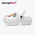 Spongebob squarepants height increasing soft sole closed-toe slippers women's summer non-slip odor-resistant student outdoor clogs women's sandals