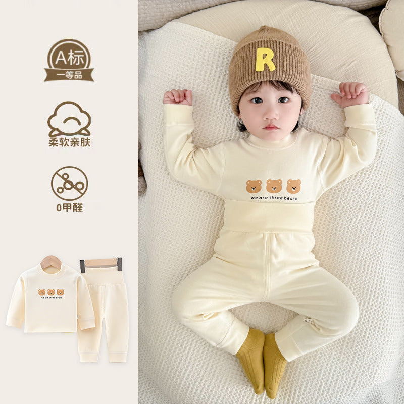 Baby comfort fleece set - high-waisted, belly-supporting, seamless, class a, extra thick, warm autumn/winter separates underwear set