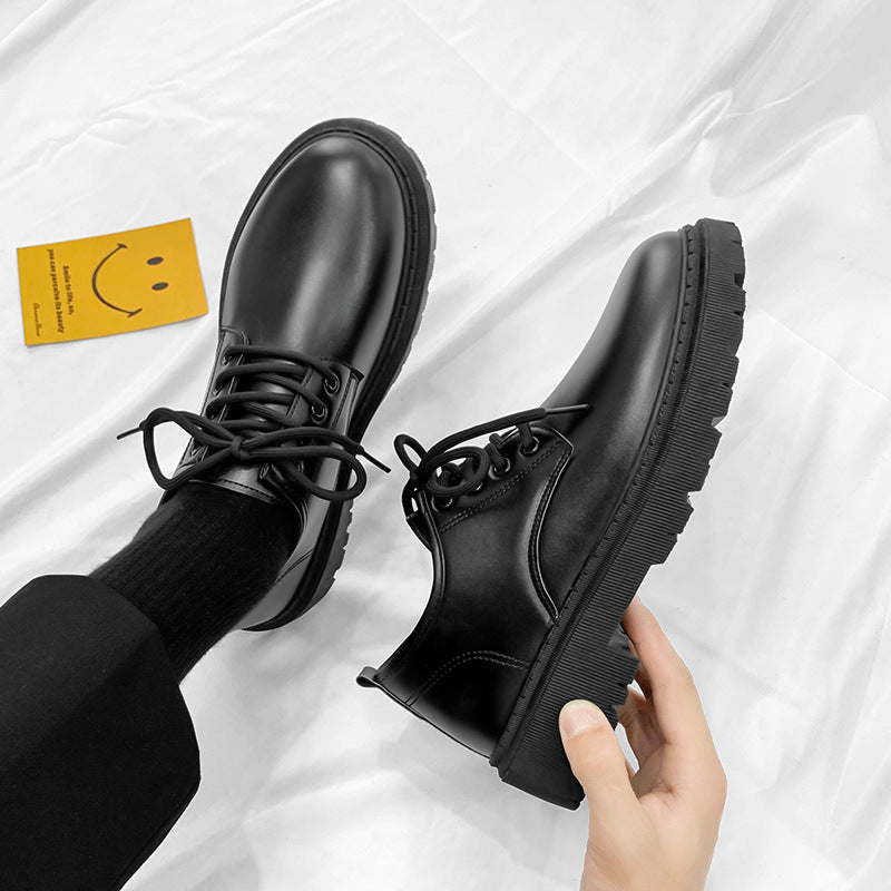 Men's business leather shoes - spring 2026 new collection - youthful british style - student suit shoes - round toe casual trendy shoes