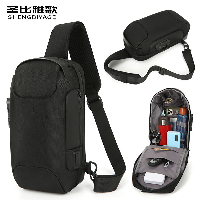 New simple large-capacity messenger bag sports car shape men's multi-functional backpack casual shoulder bag anti-theft breast bag