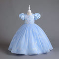 New arrival: puff sleeve sequin mesh princess dress for girls - perfect for international children's day!