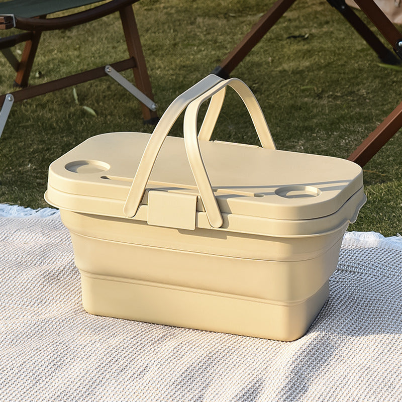 Folding storage box Portable picnic basket Outdoor camping Portable large-capacity car supplies Trunk storage basket